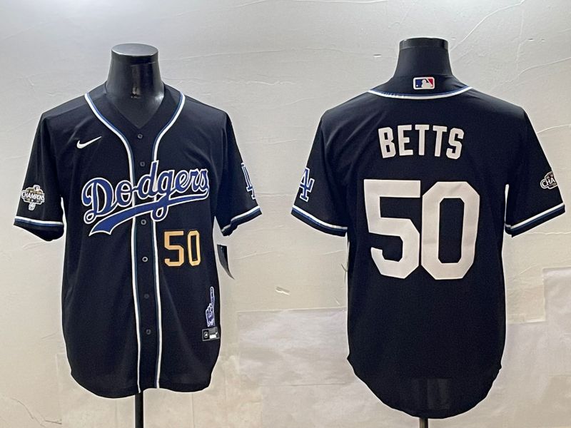 Men Los Angeles Dodgers 50 Betts Black Fashion Game 2025 Nike MLB Jersey style 3068